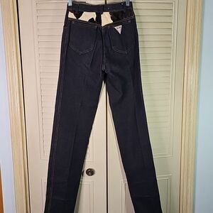 Jeans With Cowhide Trim By Tale- Lord New York Paris Size 28 Blue Denim